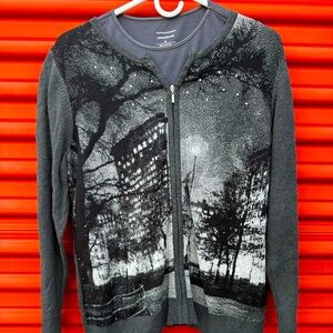 Christopher & Banks Black and Gray Zip Up Sweater